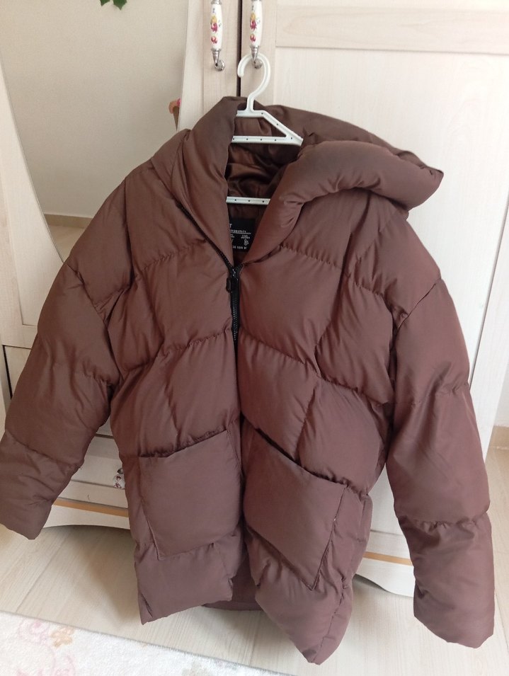 Kahverengi Kadın Kışlık Midi Mont - Görsel 2