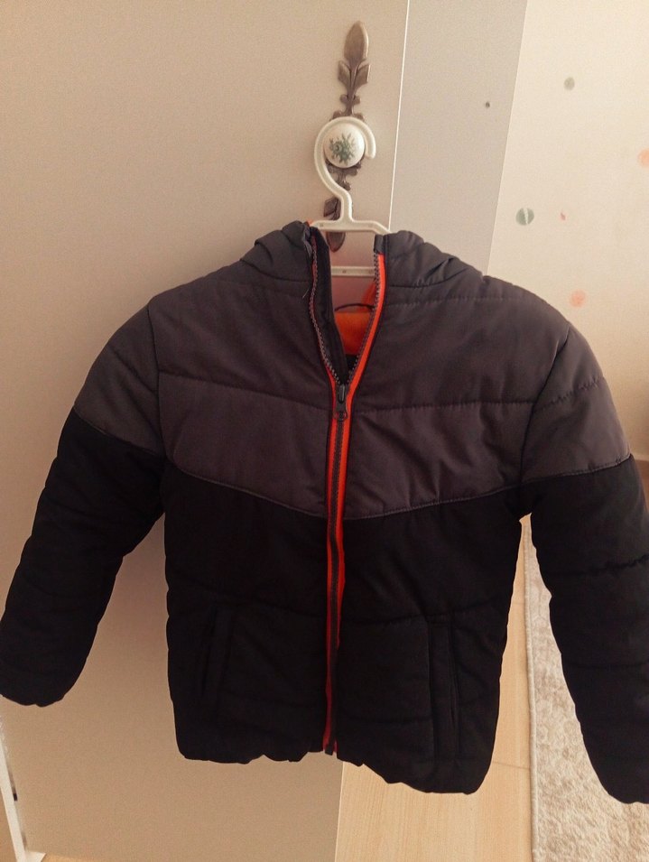 Fermuarlı Koyu Gri Erkek Çocuk Mont - Görsel 2