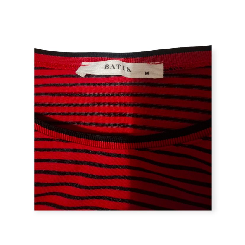 Kırmızı Çizgili pamuklu Kadın - Görsel 2