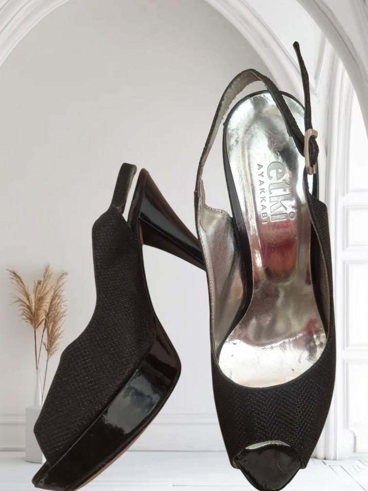 Siyah Platform Topuklu Kadın Abiye Ayakkabı - Görsel 2