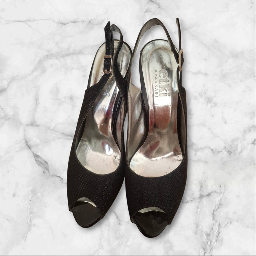 Siyah Platform Topuklu Kadın Abiye Ayakkabı - Görsel 3