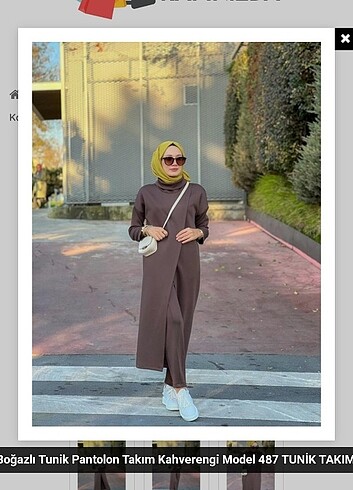 Kruvaze tunik pantalon takim