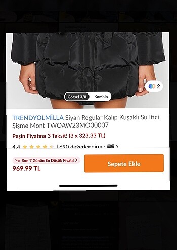 m Beden siyah Renk Trendyolmilla kalin mont