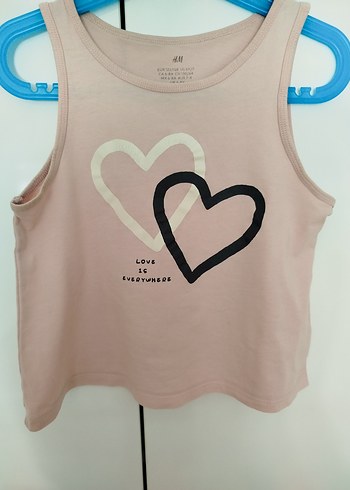 H&M Kız Çocuk Pembe Baskılı Pamuklu Atlet