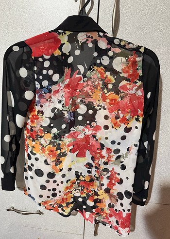 Düğmeli Desenli Kadın Uzun Kollu Gömlek - Görsel 2