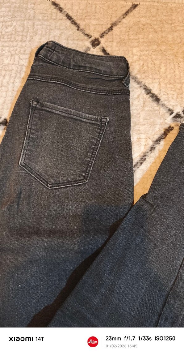 Gri Kadın Sıcak Kürklü Skinny Denim Pantolon - Görsel 2
