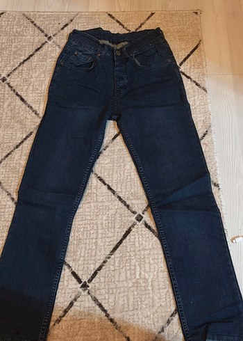 Düğmeli Lacivert Kadın Denim Pantolon - Görsel 2