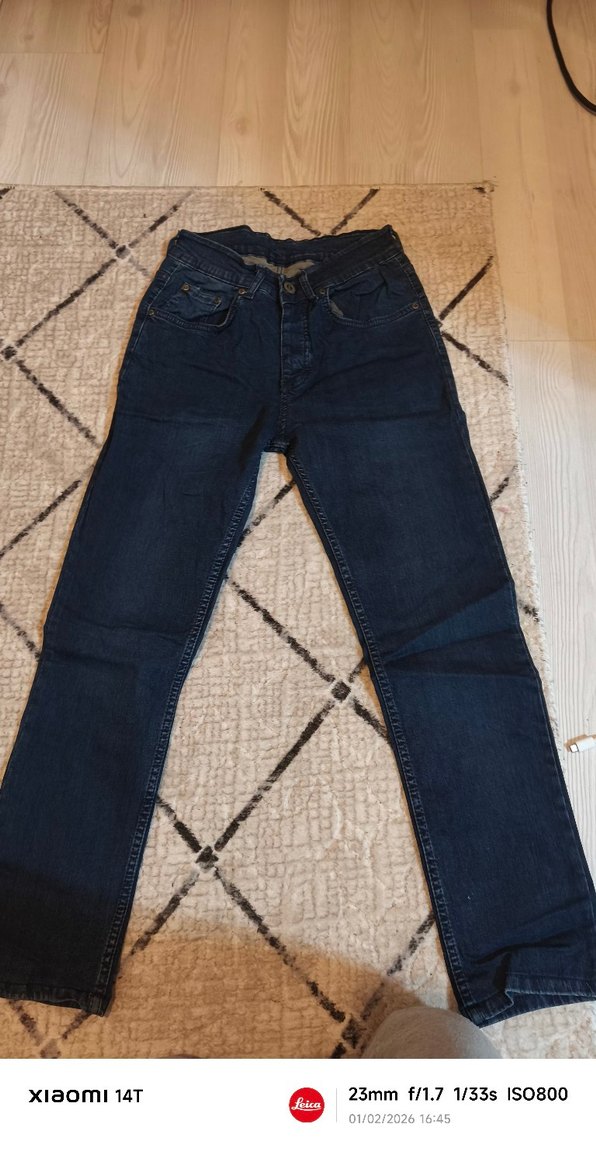 Düğmeli Lacivert Kadın Denim Pantolon - Görsel 2