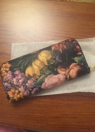universal Beden Vintage Gül Desenli Cüzdan