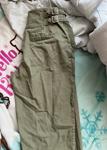 Bej Kemerli Rahat Kesim Kadın Pantolon - Görsel 3