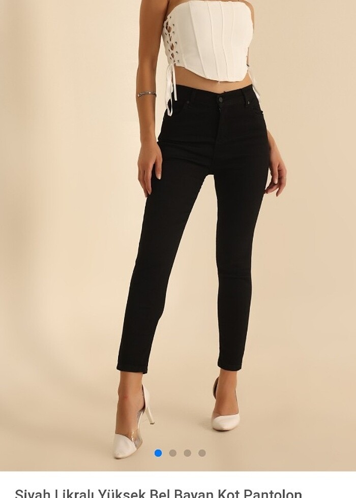 Likralı dar paça pantolon - Görsel 2