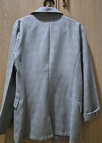 Kadın Gri Düğmeli  Blazer Ceket - Görsel 6