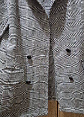 Kadın Gri Düğmeli  Blazer Ceket - Görsel 3