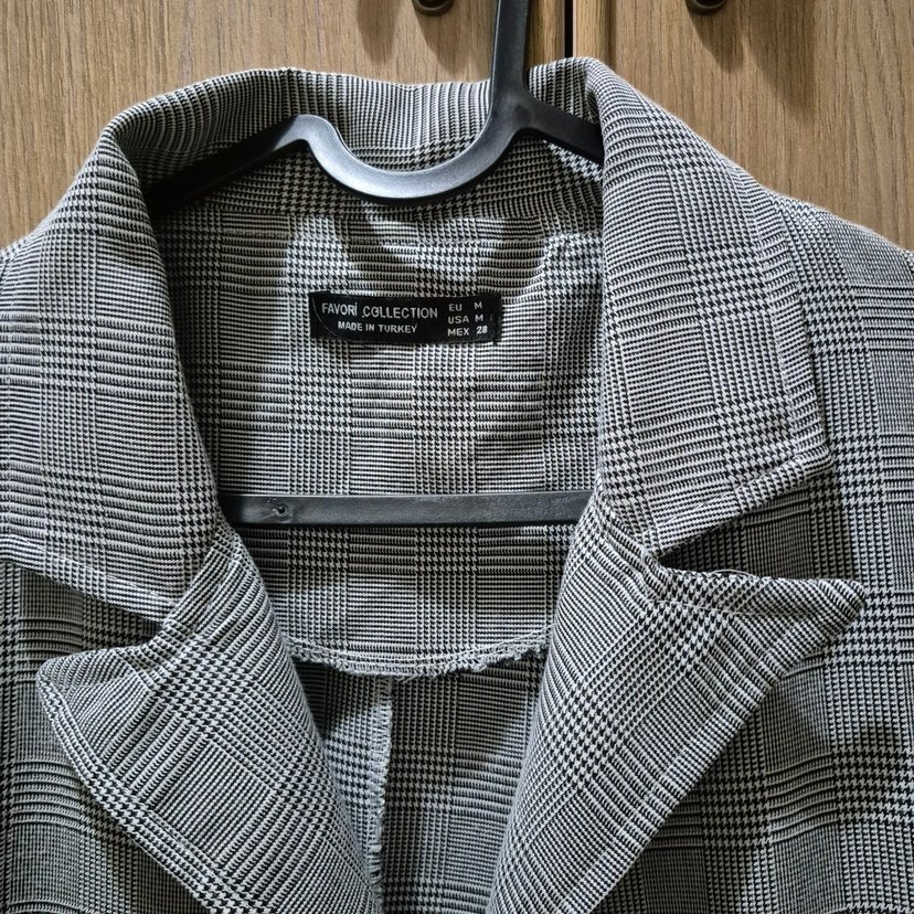 Kadın Gri Düğmeli  Blazer Ceket - Görsel 5