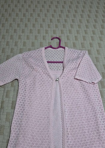 Pembe V Yaka Örgü Hırka ve Atlet İkili Takım - Görsel 4