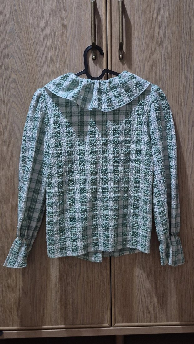 Uzun Kollu Vintage Yeşil Gömlek - Görsel 3