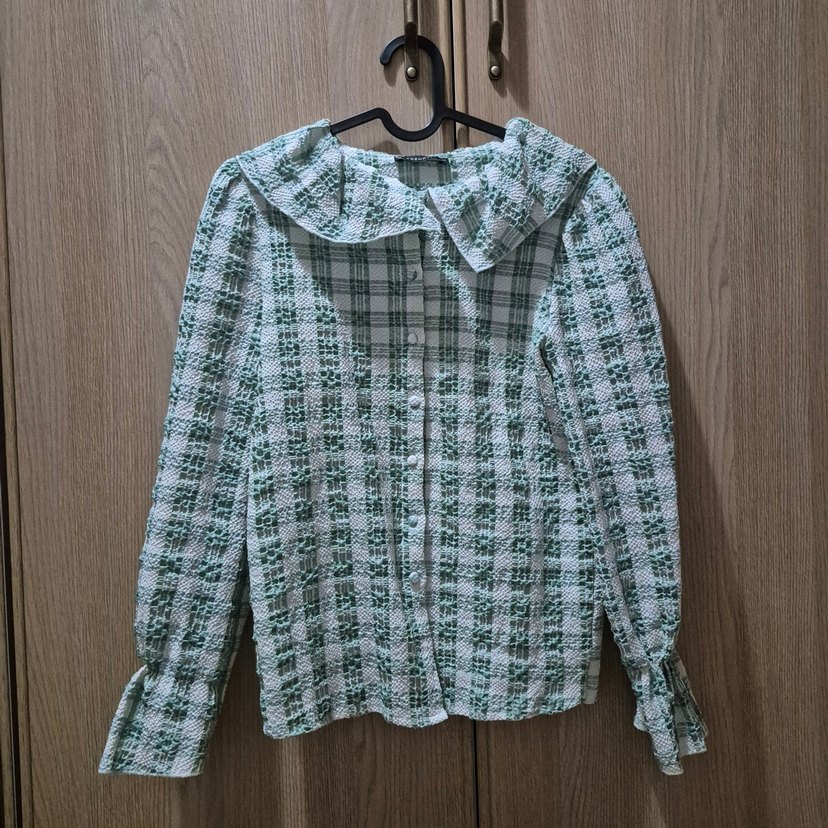 Uzun Kollu Vintage Yeşil Gömlek - Görsel 2