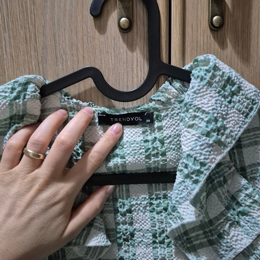 Uzun Kollu Vintage Yeşil Gömlek - Görsel 4