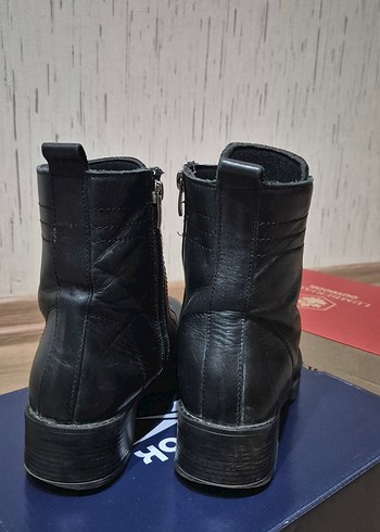 Siyah Deri Bağcıklı Stiletto Topuklu Kadın Bot - Görsel 3