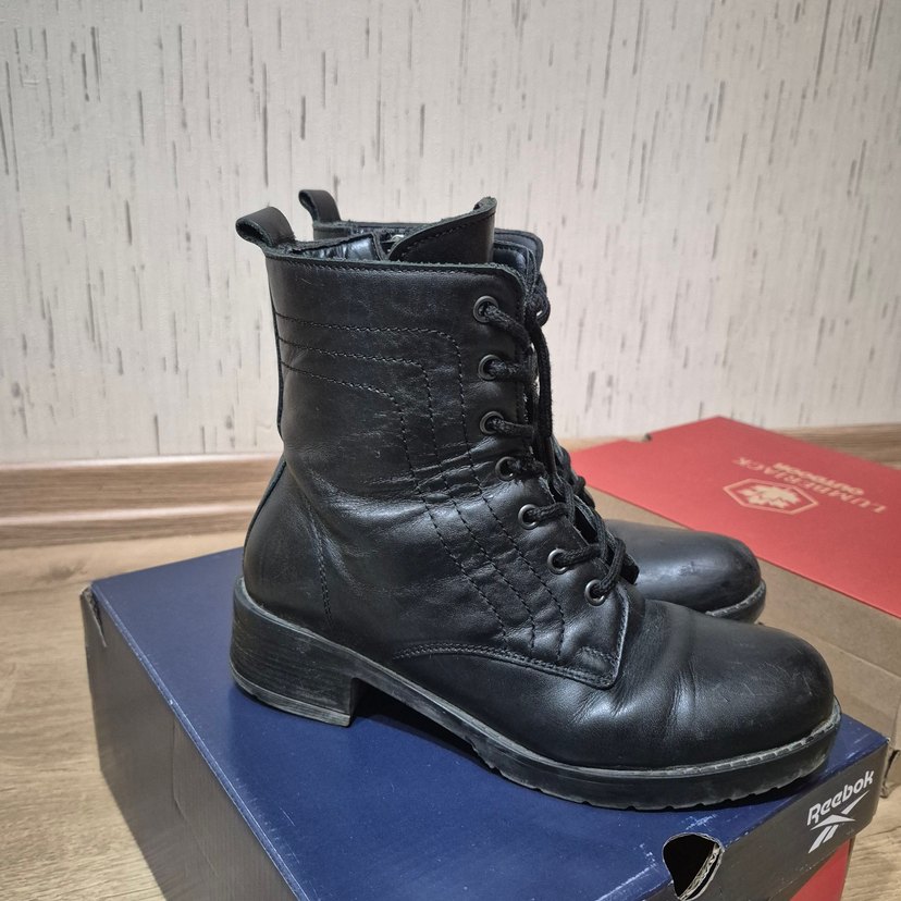 Siyah Deri Bağcıklı Stiletto Topuklu Kadın Bot - Görsel 2