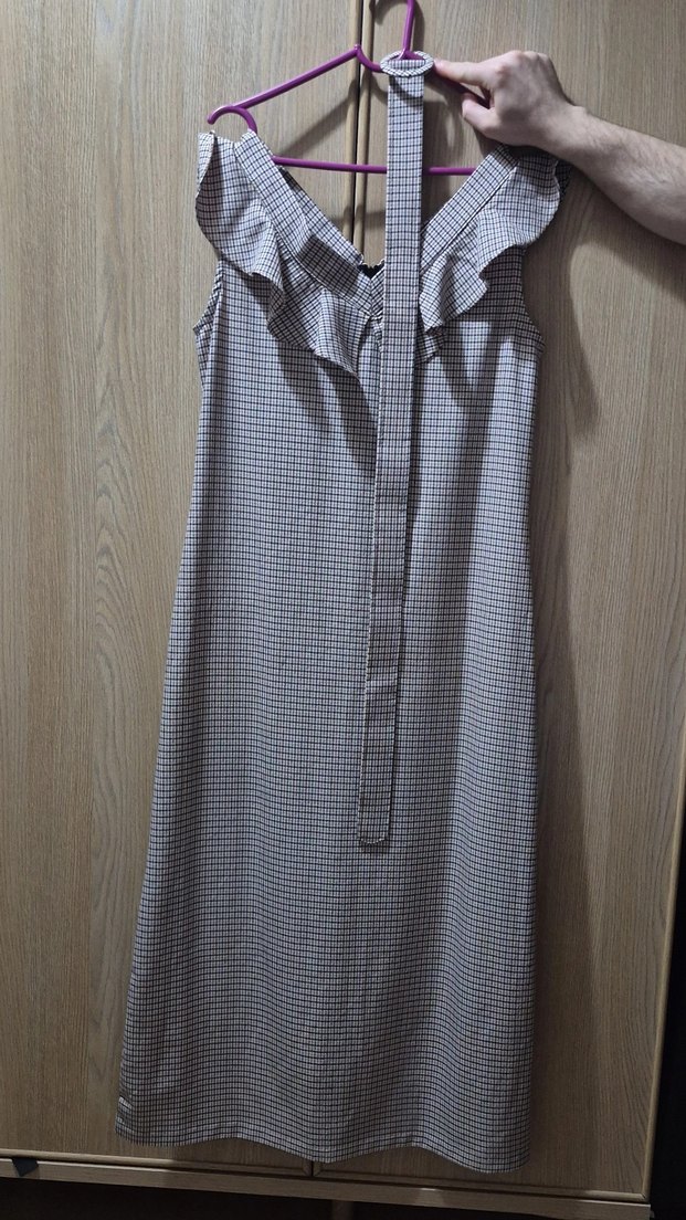 Gri Ekose V Yaka Kadın Tulum - Görsel 3