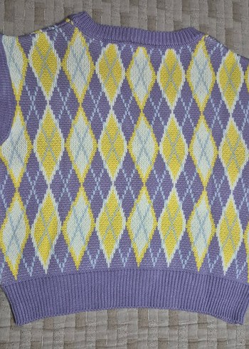 Pastel Renkli V Yaka Örgü Kadın Süveter - Görsel 6