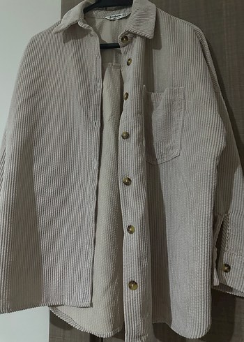 Düğmeli Bej Keten Gömlek - Görsel 3