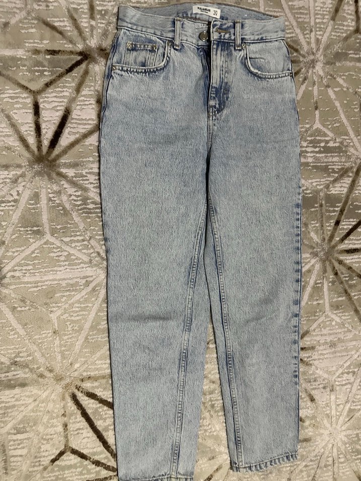 Gri Bol Kesim Kadın Midi Kot Pantolon - Görsel 3