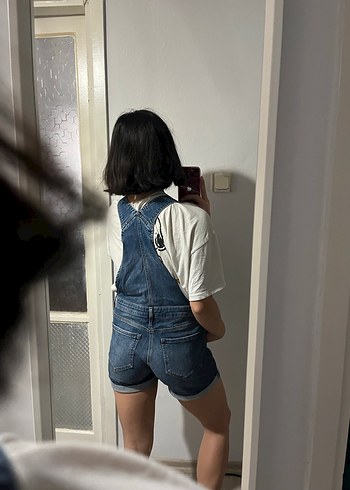 Mavi Denim Kısa Şort Tulum - Görsel 2