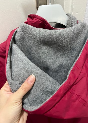 Kırmızı Kapüşonlu Fermuarlı Kadın Ceket/Yağmurluk - Görsel 5