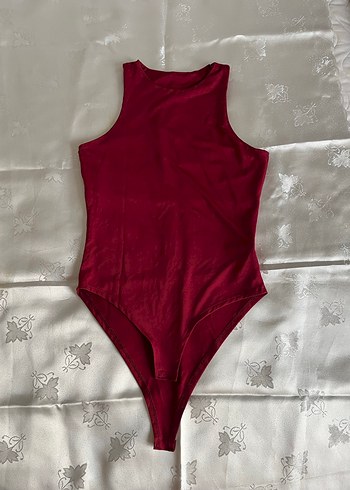 Bordo Kolsuz Halter Yaka Çıtçıtlı Body - Görsel 4