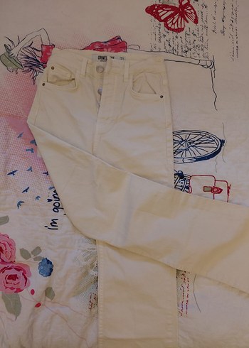 Krem jean boru paça - Görsel 5