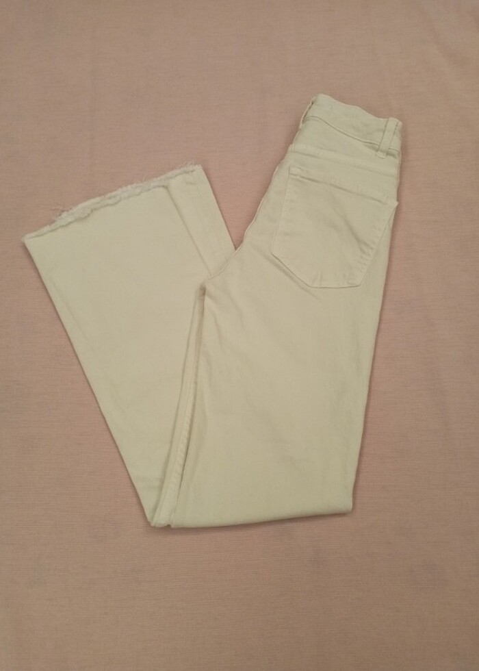 Krem jean boru paça - Görsel 2
