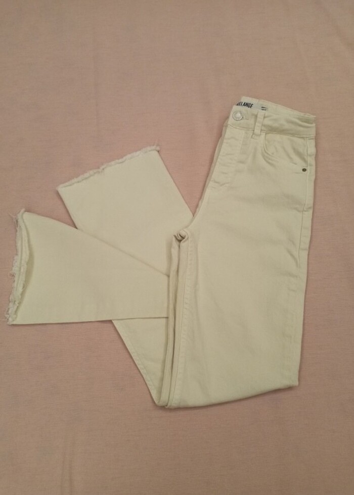 Krem jean boru paça - Görsel 3