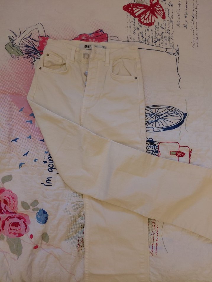 Krem jean boru paça - Görsel 5