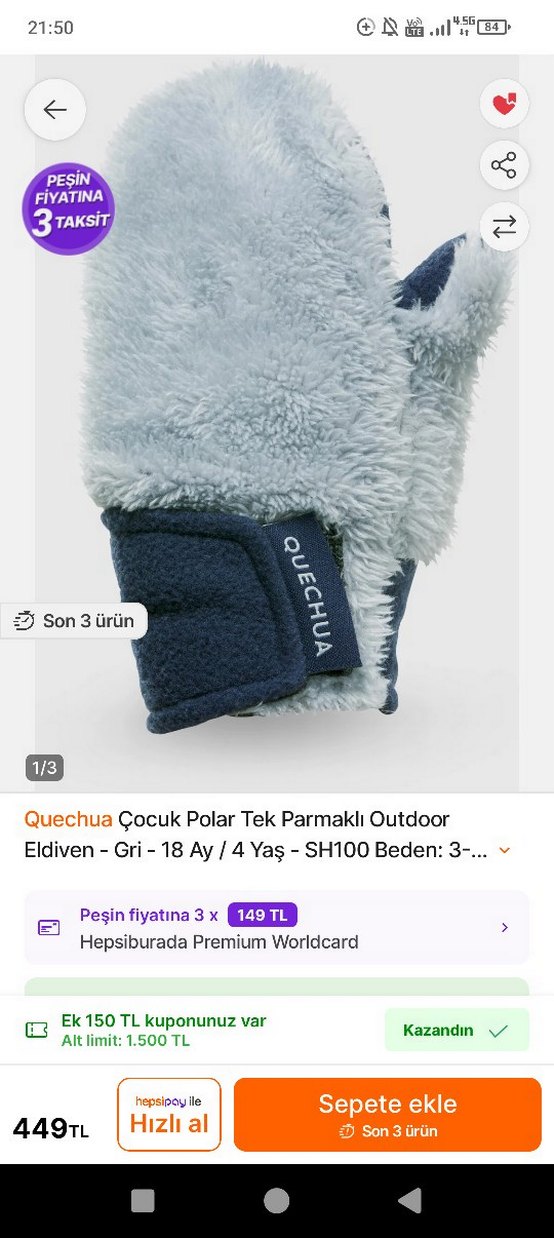 Kürklü Polar Eldiven - Görsel 2