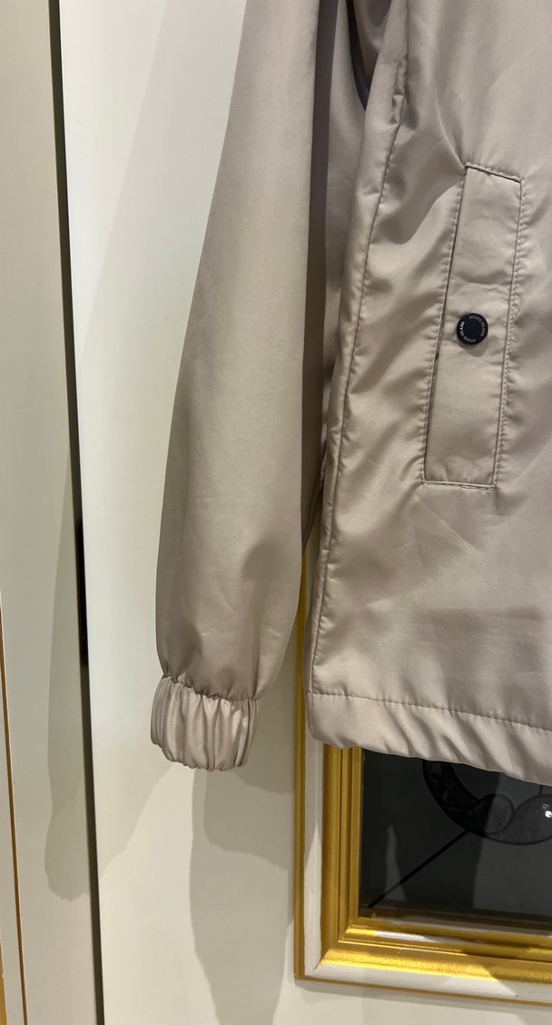 Bej Erkek Kapüşonlu Fermuarlı Yağmurluk - Görsel 2