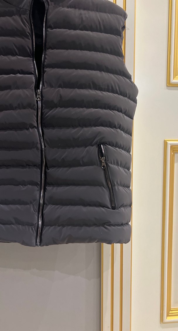 Gri Erkek Kapitone Yelek Fermuarlı - Görsel 3