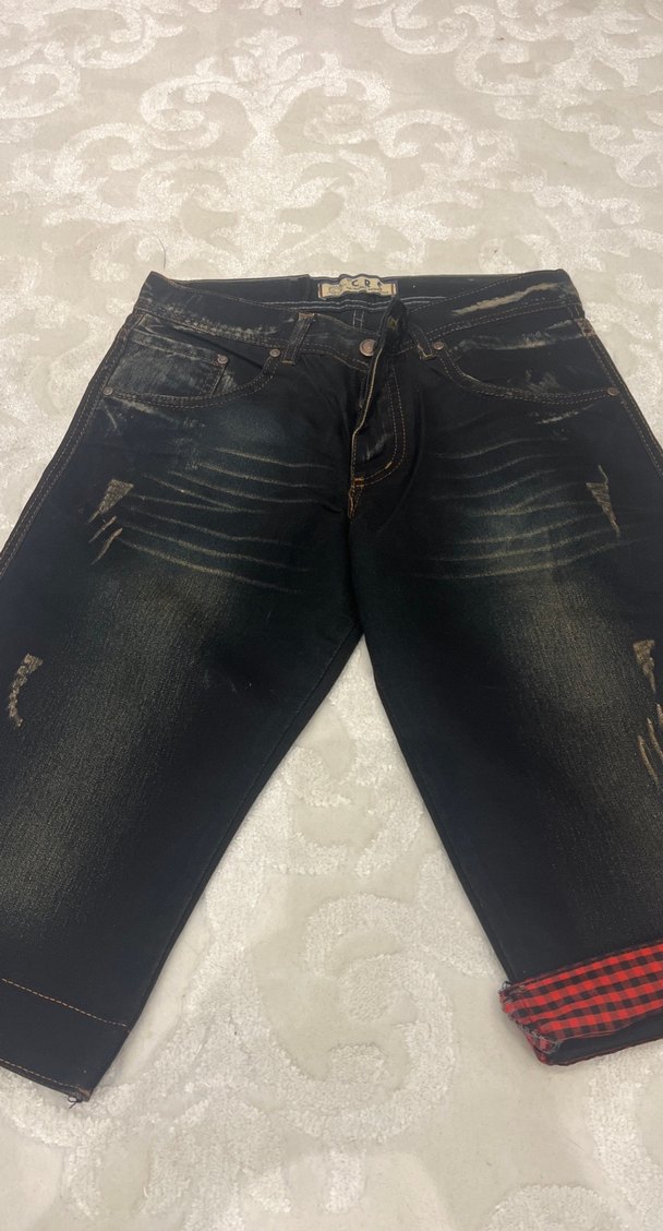 Erkek Kahverengi Kısa Boylu Bol Denim Şort - Görsel 3