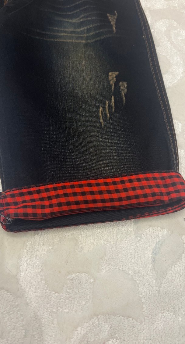 Erkek Kahverengi Kısa Boylu Bol Denim Şort - Görsel 2