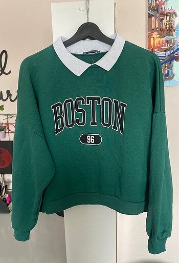 Boston Baskılı Sweatshirt