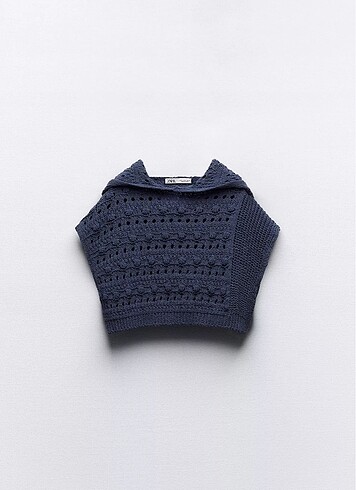 Zara kapüşonlu triko crop bluz