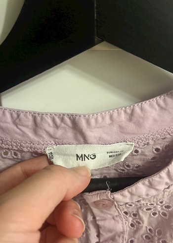 Mango Mango mor Nakışlı Pamuklu Bohem Bluz