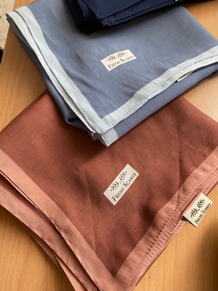 Freshscarf Modal İpek Kot Mavi Lacivert Gül Kurusu - Görsel 3