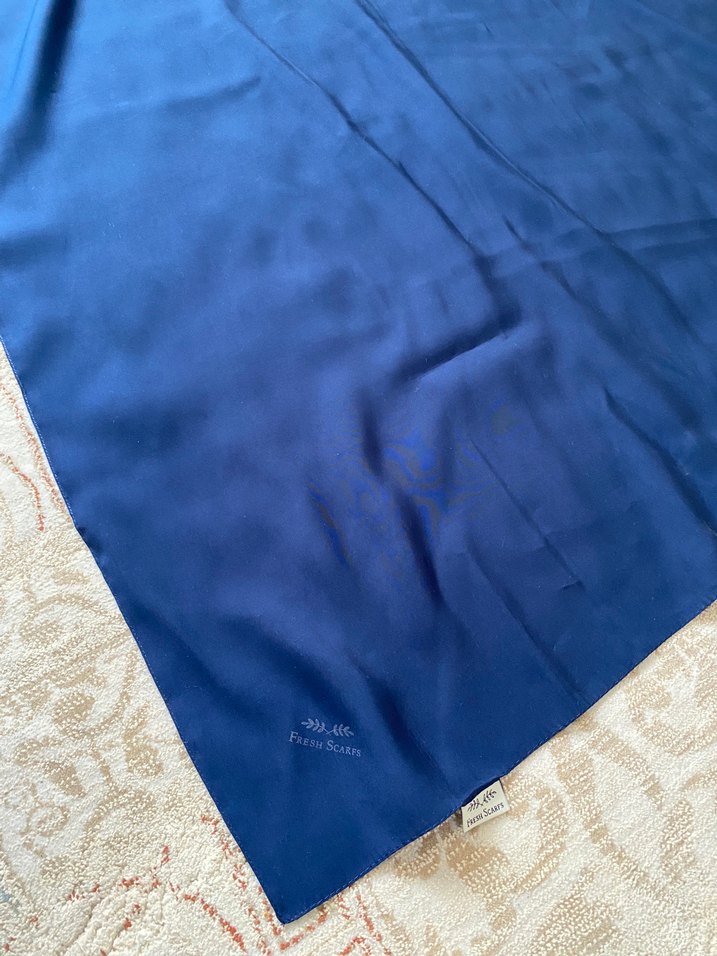 Freshscarf Modal İpek Kot Mavi Lacivert Gül Kurusu - Görsel 5