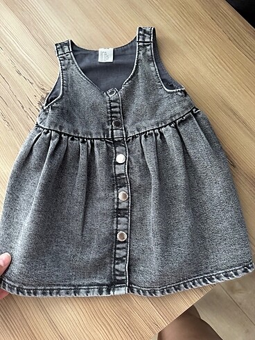 6-9 Ay Beden gri Renk H&M kot elbise