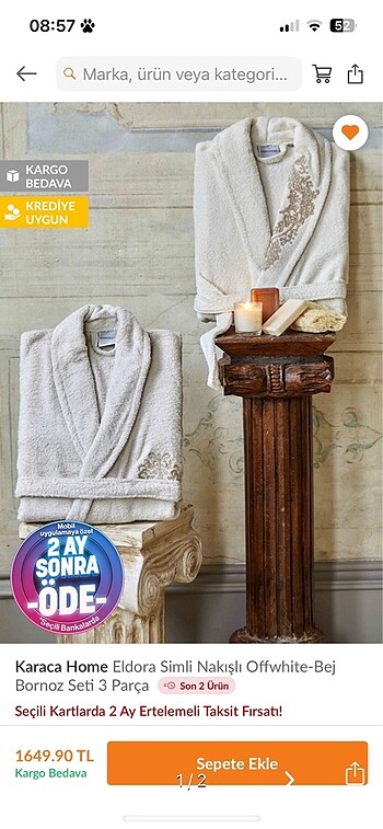 Karaca Home Bornoz