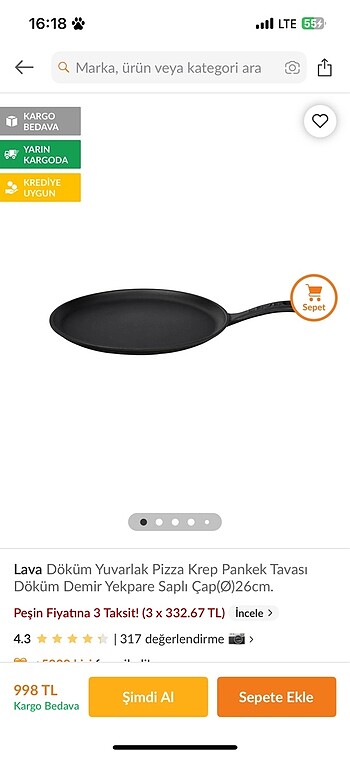 Diğer Lava döküm pizza pankek krep tavası