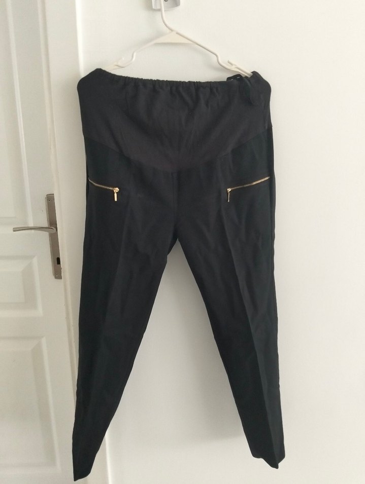 Fermuarlı Siyah Hamile Pantolonu - Görsel 3