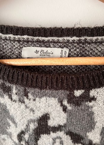 Gri Desenli Triko Kadın Kazak - Görsel 2